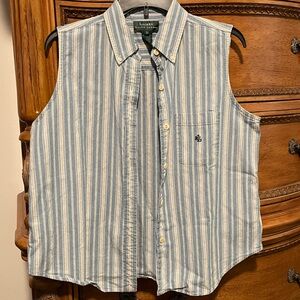 Lauren Ralph Lauren Blue and Cream Striped Shirt